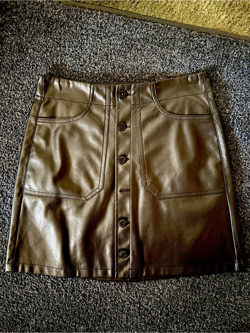 Forever 21 Black Faux Leather Button-Front Mini Skirt